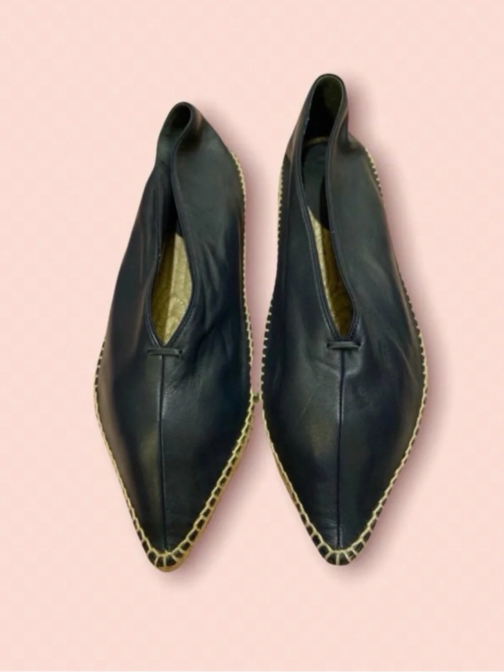 NEW Celine Navy Leather Espadrille Slip-Ons